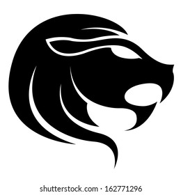 Illustration of Black Leo Zodiac Star Sign isolated on a white background