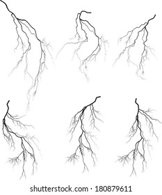 illustration with black lightning collection isolated on white background