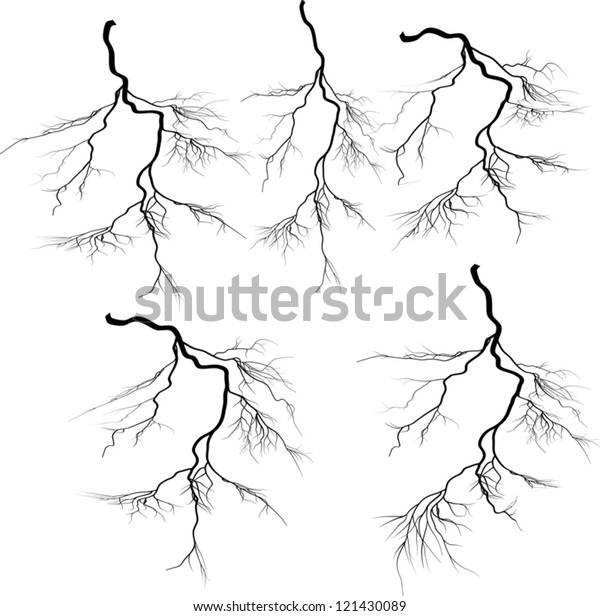 Illustration Black Lightning Collection Isolated On Stock Vector ...