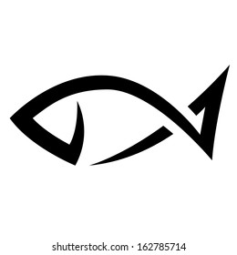 Illustration of Black Line Fish Icon isolated on a white background