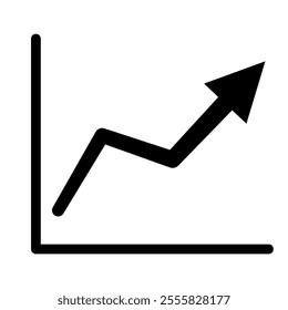 Illustration of a black line graph with an arrow pointing upwards, indicating an uptrend.