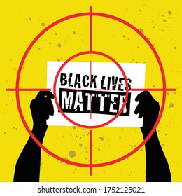 An illustration of Black Lives Matter protest on yellow background