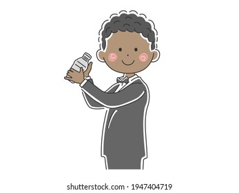 Illustration Of A Black Male Bartender Making A Cocktail.