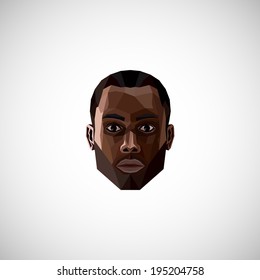 illustration with a black male face in  in polygonal style
