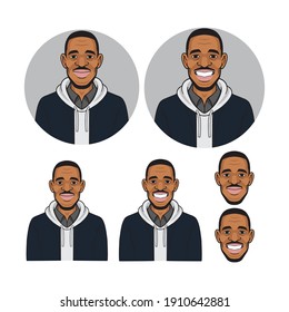 Illustration of black man mascot logo vector The Concept of Isolated Technology. Flat Cartoon Style Suitable for Landing Web Pages, Banners, Flyers, Stickers, Cards