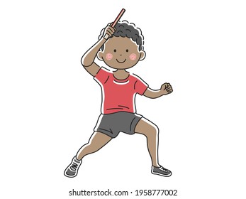 Illustration of a black man playing table tennis.