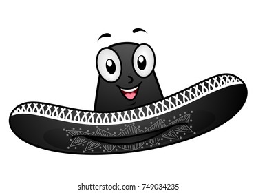 Illustration of a Black Mariachi Hat Mascot