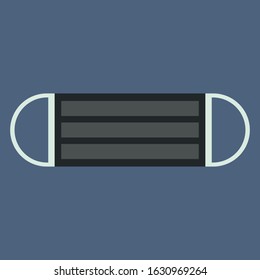 Illustration of a black mask, Design of vector mask blocking viruses, isolated on background