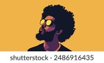 Illustration of Black Men modern icon avatar. African Men design. Abstract contemporary poster. Wall art design. Vector stock