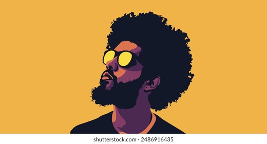 Illustration of Black Men modern icon avatar. African Men design. Abstract contemporary poster. Wall art design. Vector stock