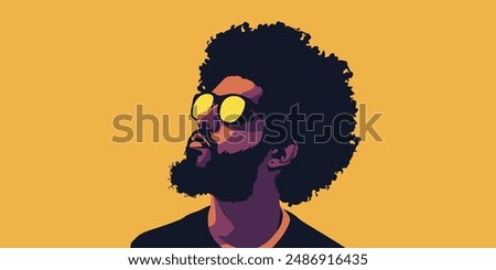 Illustration of Black Men modern icon avatar. African Men design. Abstract contemporary poster. Wall art design. Vector stock
