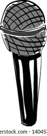 An illustration of a black microphone, vector, color drawing or illustration. 