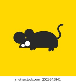 Illustration of a black mouse on a yellow background