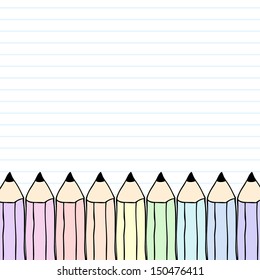 Illustration of black notebook with hand drawn rainbow pencils