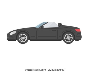 Illustration of a black open car seen from the side.
