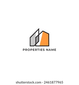 ILLUSTRATION BLACK ORANGE COLOR HOME. BUILDING ARCHITECTURE SIMPLE MINIMALIST LOGO ICON DESIGN VECTOR. GOOD FOR REAL ESTATE, PROPERTY INSDUSTRY