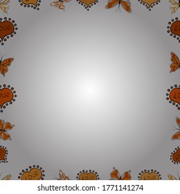 Illustration in black, orange and white colors. Frame doodle. Seamless pattern. Vector element template.