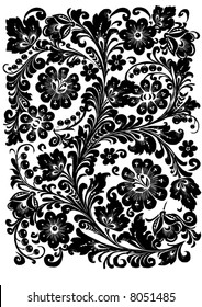 illustration with black ornament on gray background