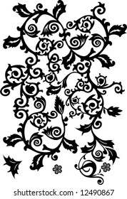 illustration with black ornament on white background
