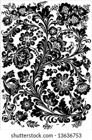 illustration with black ornament on white background