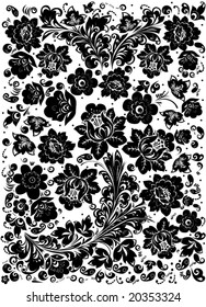 illustration with black ornament on white background