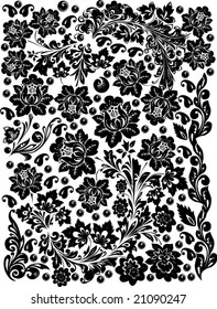 illustration with black ornament on white background