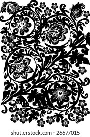 illustration with black ornament on white background