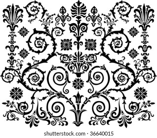 illustration with black ornament on white background