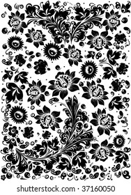 illustration with black ornament on white background