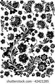 illustration with black ornament on white background