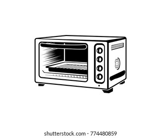 Illustration Black Oven for Cooking Bread Hand Drawing Logo Vector