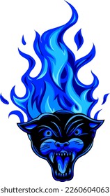 Illustration of a black panther with angry face expression.