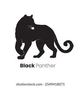 Eine Illustration des schwarzen Panthers, Eine Vektorkunst des Raubtiers, Eine Vektorgrafik der Tierwelt Silhouette für Logo