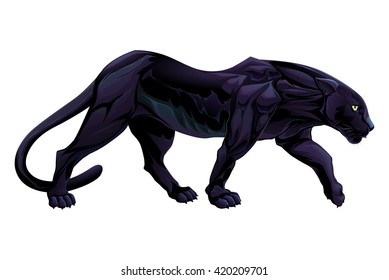 Illustration of a black panther. Vector isolated animal.