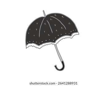 Illustration of a black patterned, lace-covered parasol