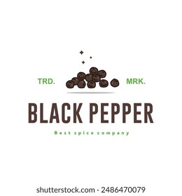 illustration of the black pepper spice logo icon, kitchen spice for the cooking industry