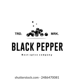 illustration of the black pepper spice logo icon, kitchen spice for the cooking industry