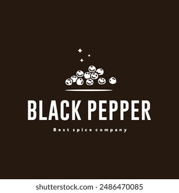 illustration of the black pepper spice logo icon, kitchen spice for the cooking industry