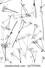 illustration with black plant seamless background