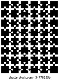Illustration of black puzzle with separate elements, vector
