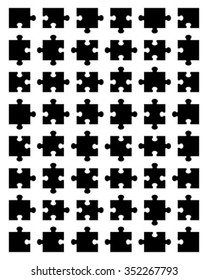 Illustration of black puzzle with separate elements, vector