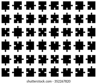 Illustration of black puzzle with separate elements, vector