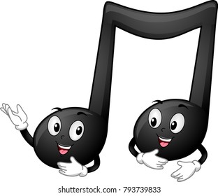 Illustration Black Quarter Music Note Mascots Stock Vector (Royalty ...