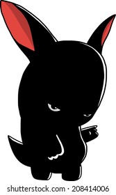 Illustration of  black rabbit monster