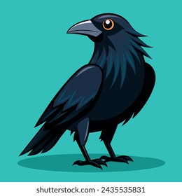 illustration of a black raven on a green background done in vector style