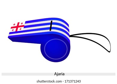 An Illustration of Black, Red and Green Stripe of Ajar ia Flag on A Whistle, The Sport Concept and Political Symbol. 