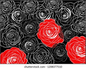 Illustration Black Red Rose Flower Background Stock Vector (Royalty ...