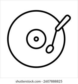 Illustration of a black retro record icon on a white background