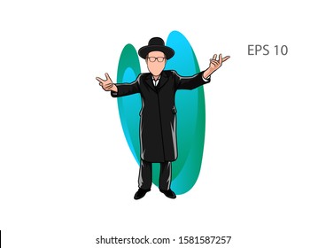 illustration of black robed man, vector image.