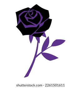 Illustration of black rose. Mystical image of gloomy flower.
